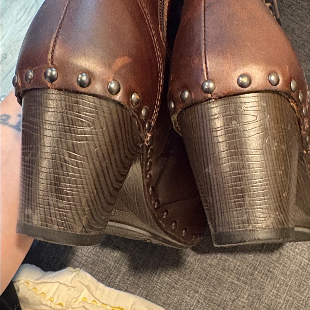 Dansko vintage chestnut brown leather lace- and zip-up Heeled granny Boots - Picture 10 of 10